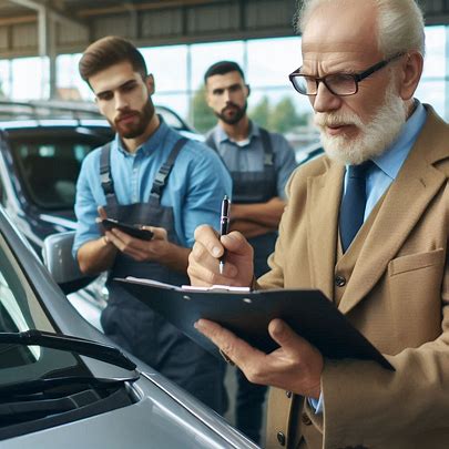 entrepreneur inspecting vehicle data